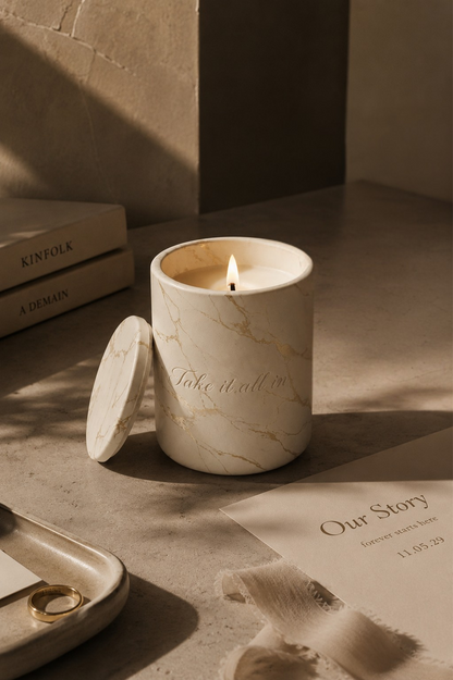 Refillable Soy Wax Wedding Candle Keepsake